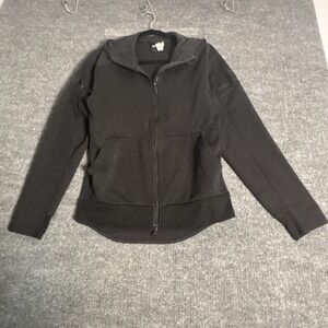 Adidas‎ Hoodie Womens Small Black Full Zip Two Way Stretch Athleisure BR3304